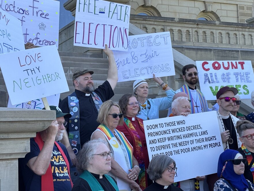 Leaders of various faiths gather at the state Capitol on Tuesday, July 7, 2026.
