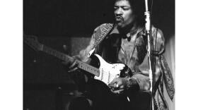 Jimi Hendrix performs on tour at the Rheinhalle in Dusseldorf, Germany on Jan. 14, 1969. (Hinninger/AP)