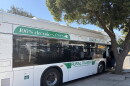 A Fresno County Rural Transit Agency bus prepares to depart a downtown Fresno stop on Oct. 7, 2026.