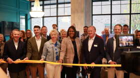 Officials cut a ribbon opening the Vault on Main complex in Downtown Evansville, Oct. 2, 2026
