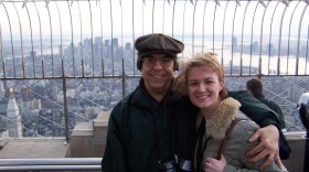 Norm Sack and daughter Katie Colt smiling at the top of the Empire State Building during a family trip to New York City, 2005. (Courtesy)