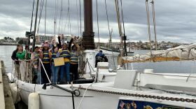 Image: Maritime Education students from Farring Elementary/Middle School aboard the Sigbee in April 2025.