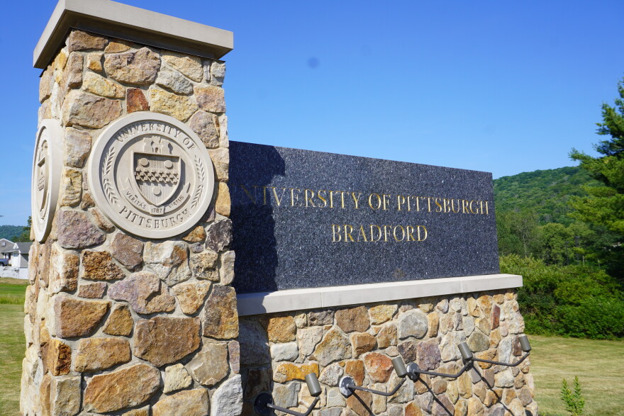 A University of Pittsburgh at Bradford entrance sign. 