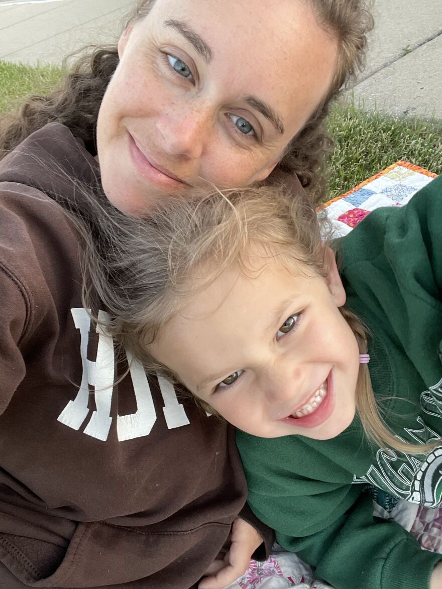 Alexandra Spurlock and her daughter, Aubrey, at a July Fourth fireworks display in Canton, MI this summer.