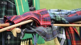 A display of mingled clan tartans