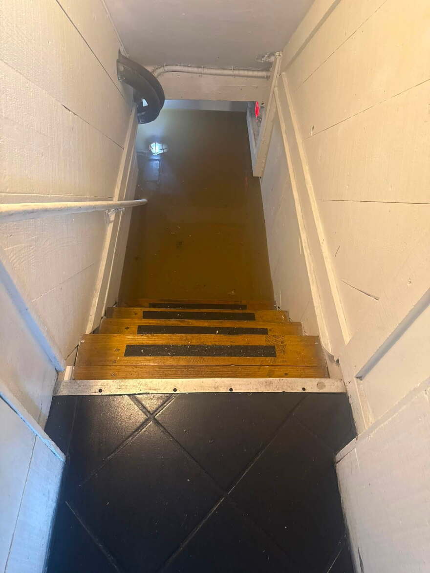 The flooded basement of The Bus Stop