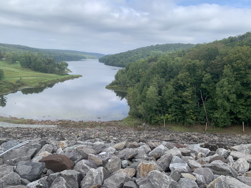 The view of Prompton Lake from the Prompton Dam.