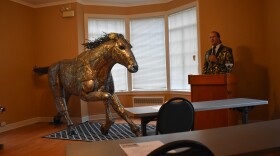 "Monte de Gallo," aka Nic di Caro, announces his plans for a "Safari Art Park" centered around his sculptures in West Peoria on Sunday, July 19, 2020.