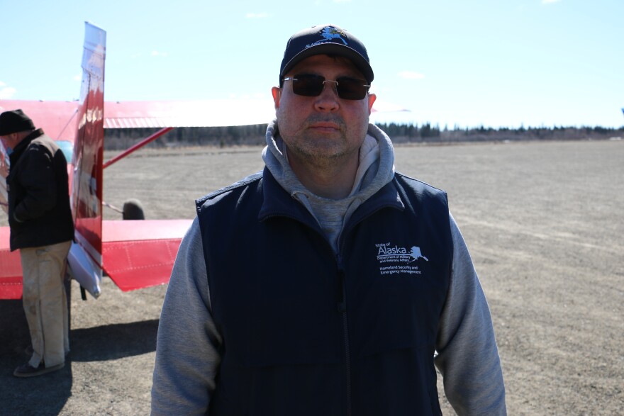 Willis Walunga, an emergency specialist with the Alaska Department of Homeland Security and Emergency Management and a member of the Kuskokwim River Watch team is seen in Lower Kalskag on May 8, 2026. 