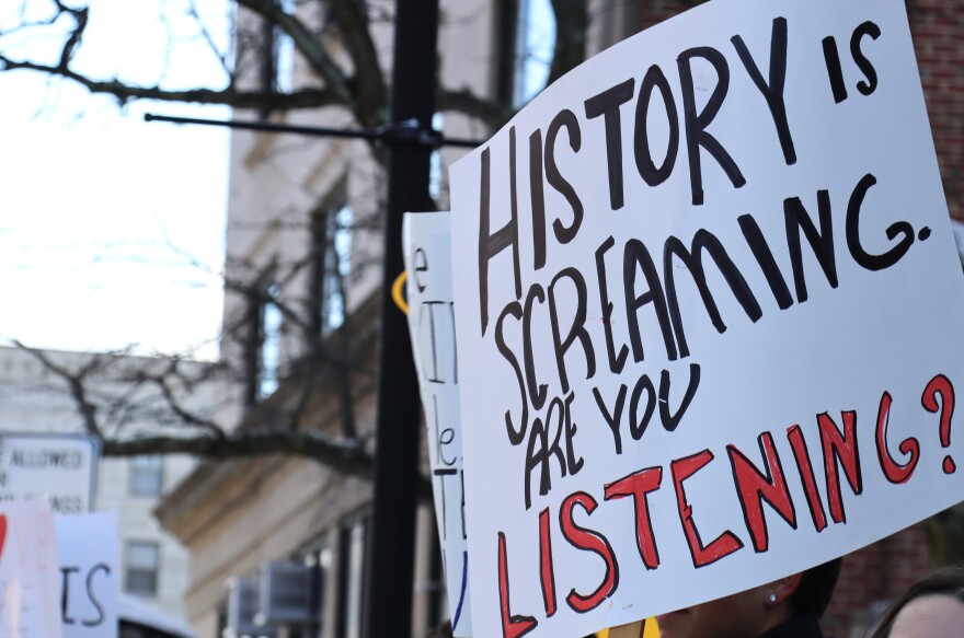 Students at Concord High School organized a walkout to protest ICE. They marched from the high school to the State House.