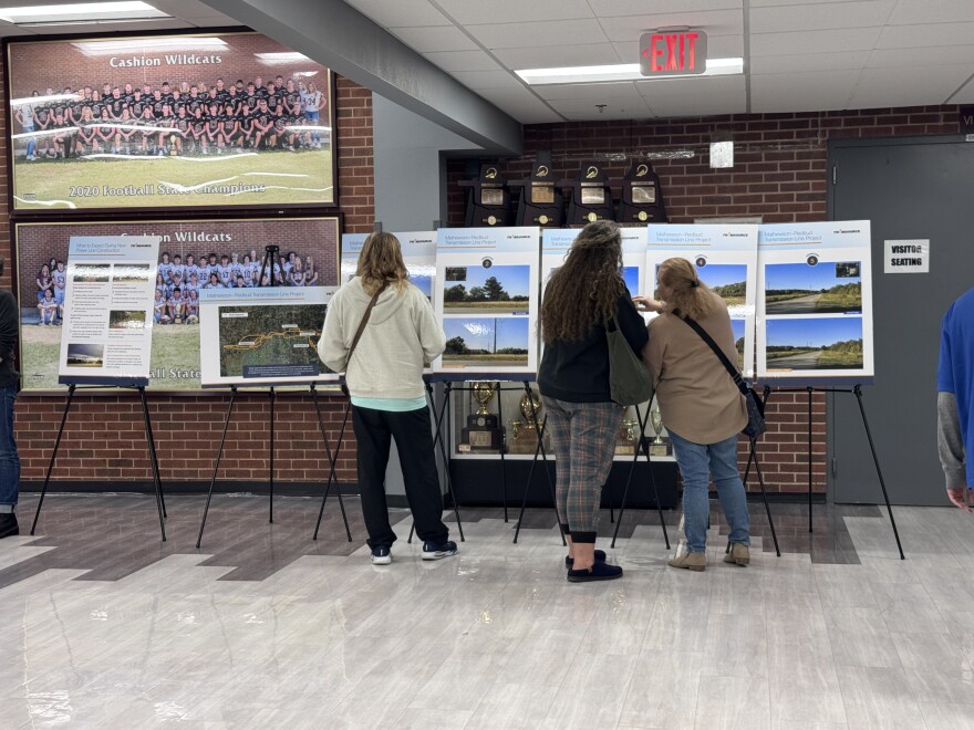 Transource, the company building the Mathewson-Redbud Transmission Line Project, held an open house in Cashion on Dec. 9 to inform landowners about the plans for the development.