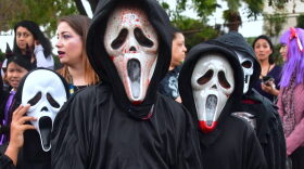 Children dressed in their Halloween costumes in Monterey Park, California.