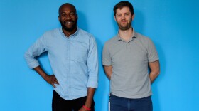 Sam Sanders (left) is the host of NPR's new podcast, <em>It's Been a Minute with Sam Sanders</em>, and Brent Baughman (right) is the producer.