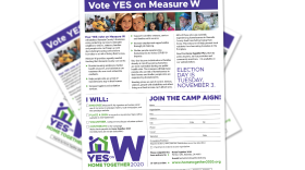 An illustration of a collection of pamphlets for YES on Measure W