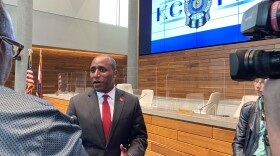 Kansas City Mayor Quinton Lucas talks to reporters after last Tuesday’s Board of Police Commissioners meeting at the Kansas City Police Department headquarters.