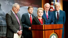 From left, Senate Majority Leader Chuck Schumer, D-N.Y., Sen. Richard Blumenthal, D-Conn., Sen. Marsha Blackburn, R-Tenn., Sen. Ed Markey, D-Mass., and Sen. Bill Cassidy, R-La., hold a media availability after Senate passage of The Kids Online Safety and Privacy Act and the Children and Teens' Online Privacy Protection Act in the Capitol on Tuesday, July 30, 2024.