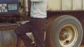 Russell Thompson outside his rig in 1970.