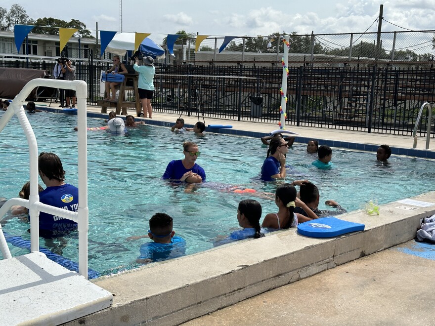 About 120 kids came to the Del Rio Pool in Tampa to learn about water safety for the "World's Largest Swim Lesson." Around thirty community pools across the Bay area participated in the global event.