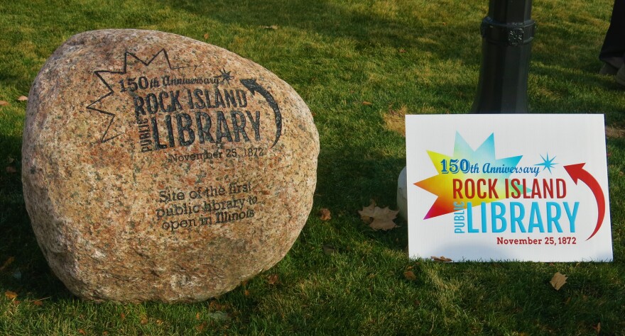at the site of the first Rock Island Public Library, 2nd Avenue and 17th Street