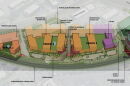 A map shows the planned location of buildings proposed for the Pearl Arts District.