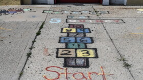 A hopscotch grid is seen outside of a closed day care center on July 13, 2020 in the Brooklyn. (Stephanie Keith/Getty Images)