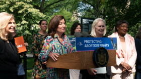  Governor Kathy Hochul, joined by Senator Gillibrand, elected leaders, and advocates, makes an announcement on New York's response to Texas abortion ban.