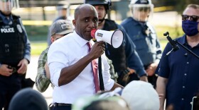 Kansas City Mayor Quinton Lucas addresses Black Lives Matter protesters in July 2020 at Mill Creek Park in Kansas City, Mo.