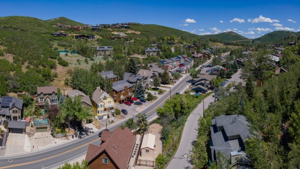 Homes are seen on and above Deer Valley Drive.