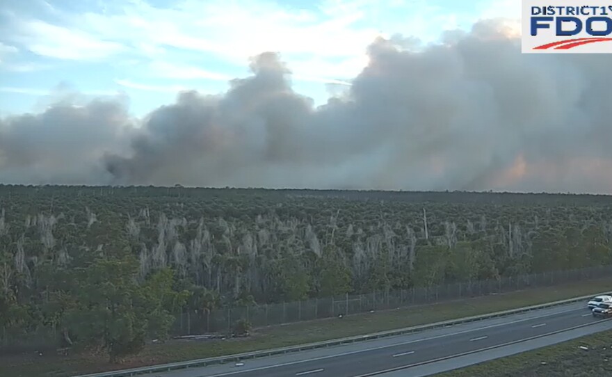 Smoke from fire in Picayune Strand State Forest in Collier County.