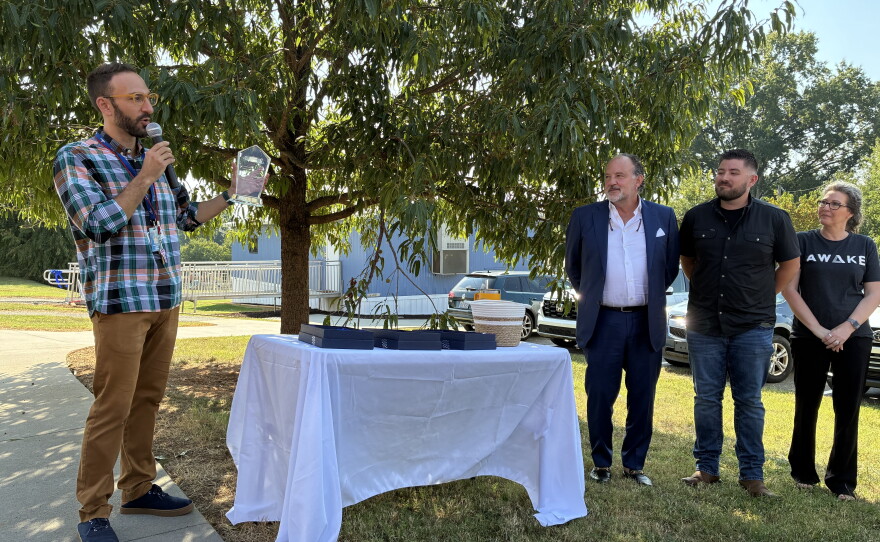 School Social Worker Sam Zivin honored the community partners that supported the clinic at a ceremony on Sept. 18, 2026.
