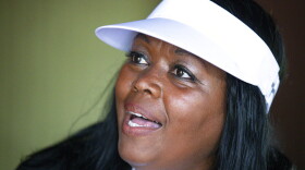 In this Friday, June 19, 2020, photo Jeannine Lee Lake, Democratic candidate for Indiana's 6th congressional district, speaks during an interview following a Juneteenth day event in Columbus, Ind.