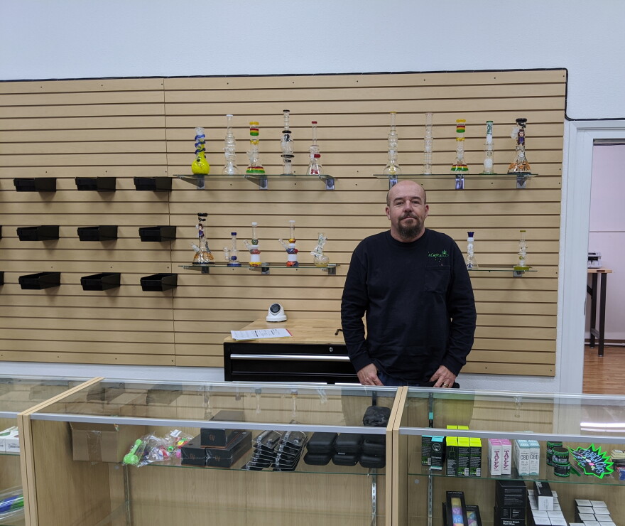 ALASKAbuds owner Nick Miller has his store set up, minus the marijuana products. Once he passes his final state inspection, he expects to open later this month.