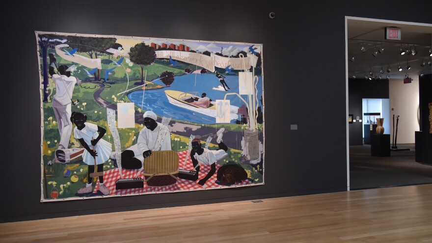 <em>Past Times</em> by Kerry James Marshall at Sotheby's. It sold for $21.1 million, a record auction price for a living African American artist, this week.