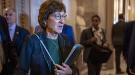 Sen. Susan Collins, R-Maine, departs the chamber as the Senate holds a procedural vote on the nomination of Emil Bove, who served on President Donald Trump's criminal defense team, to be a U.S. Circuit Court judge for the 3rd U.S. Circuit Court of Appeals, at the Capitol in Washington, Thursday, July 24, 2025.