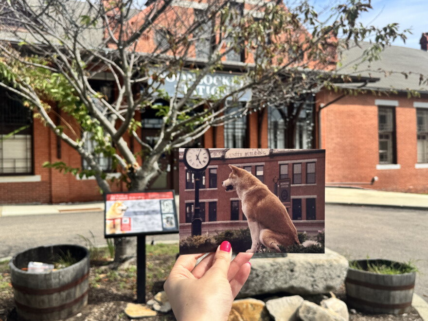 After serving as the set for "Hachi: A Dog's Tale," the Woonsocket train depot became home to a statue of an Akita, a tribute to the real-life Hachiko. Credit: Allison Magnus/Ocean State Media