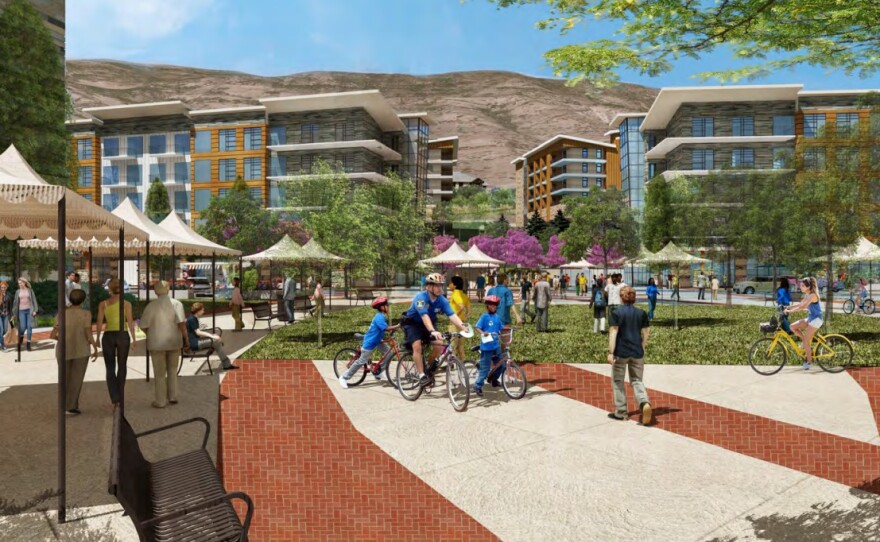 3D renderings presented at recent Heber City meetings show what the recently approved Highlands development could bring to its location adjacent to the Utah Valley University Wasatch Campus and U.S. Highway 40. The developer noted the 3D renderings are for illustrative purposes only, and final designs are subject to change.