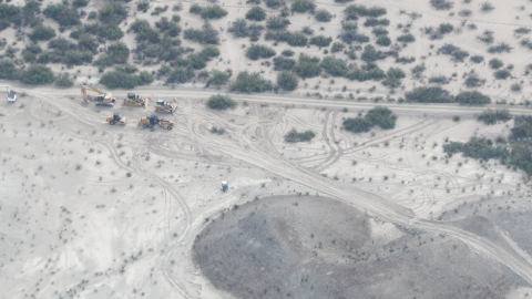 Construction equipment stationed near Mariscal Mountain in Big Bend National Park on Monday, Aug. 17, 2026.