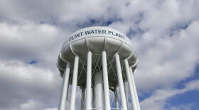 The Flint Water Plant water tower in Flint, Mich., in March 2016. (Carlos Osorio/AP)