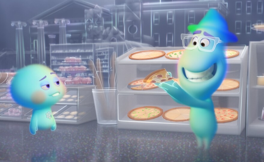 Joe's soul (right) is paired with 22, a lost soul voiced by Tina Fey.
