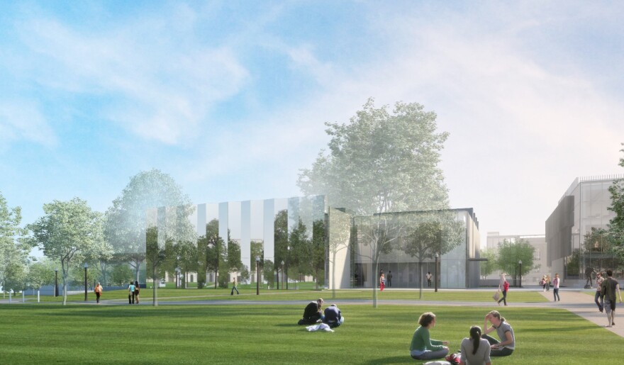 The expanded Kemper Art Museum will be defined by a 34-foot-tall polished stainless-steel facade.