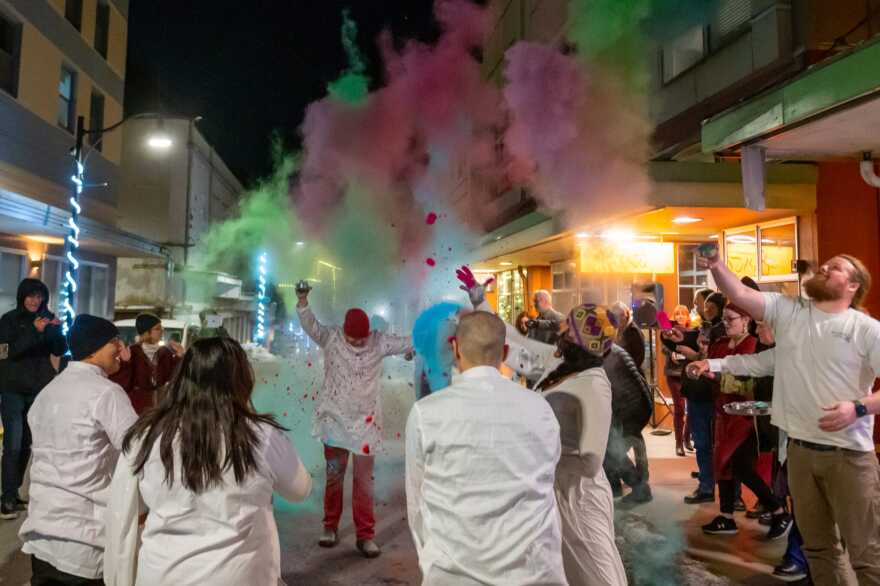 Holi Festival, also known as the Festival of Colors, in downtown Juneau 2023 (Photo courtesy of Cody J. Bennett)