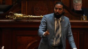 Rep. Justin Bamberg, D-Bamberg, speaks against the Republican redistricting effort in the House chamber at the South Carolina Statehouse on May 6, 2026.