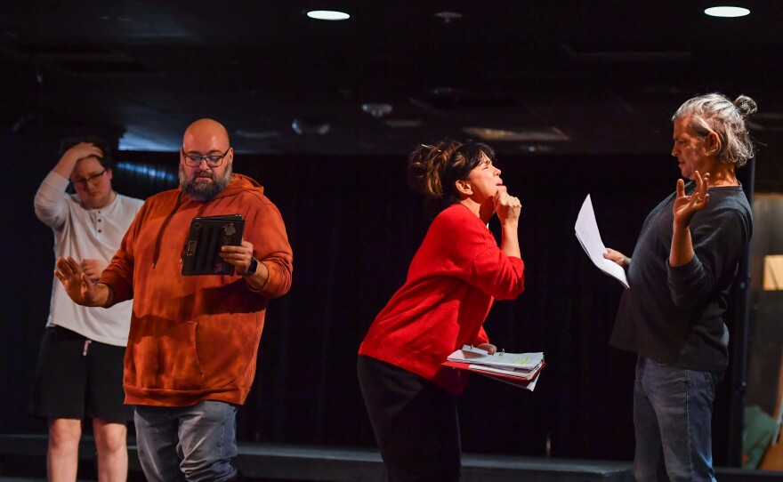 The actors rehearsed at The Shakes Space for this year's pantomime play.