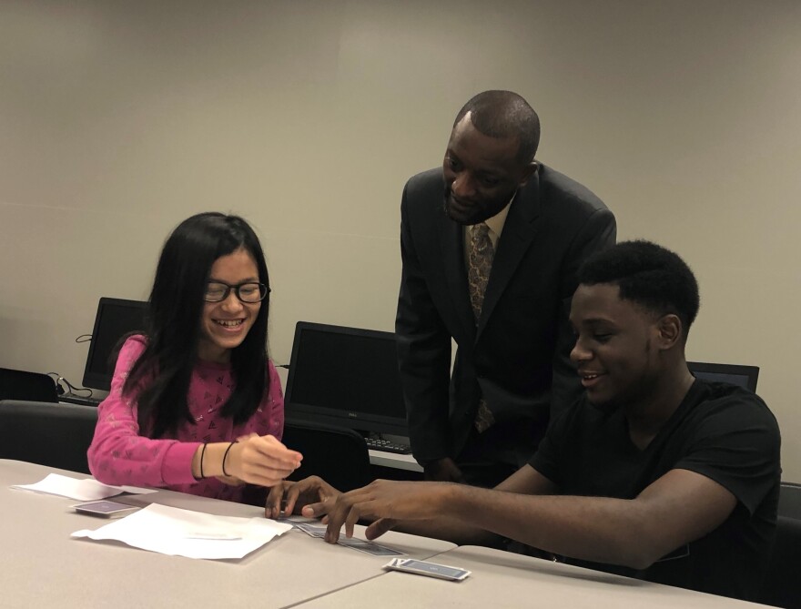 Kansas City Public Schools Superintendent visits with students at Manual Career and Technical Center on the first day of school.