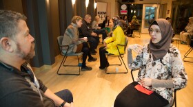 Participants discussed Muslim cultures at KUOW studios at 'Ask A Muslim', Feb. 22, 2016.