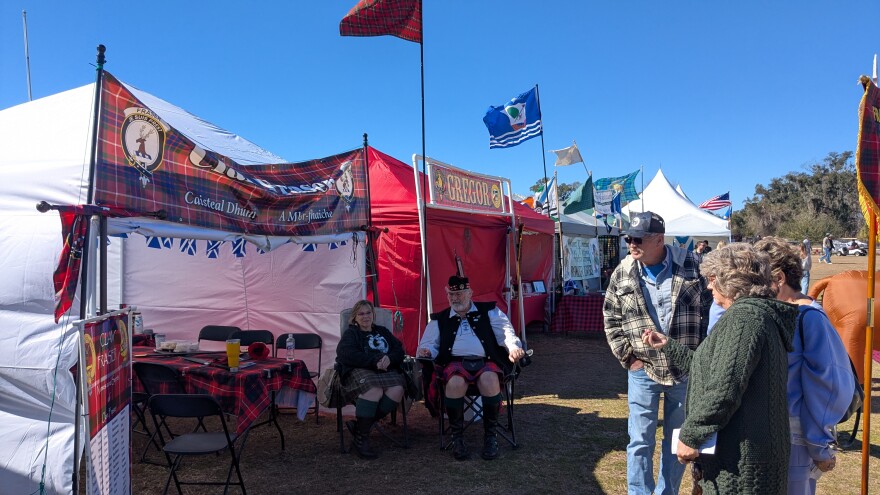 Dozens of Scottish families set up tents celebrating their historic clans at the Games.