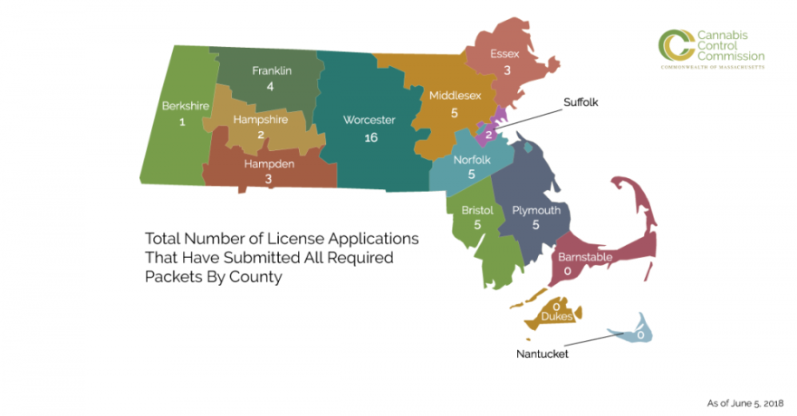 There are 51 license applicants under review by the Massachusetts Cannabis Control Commission as of June 5, 2018.