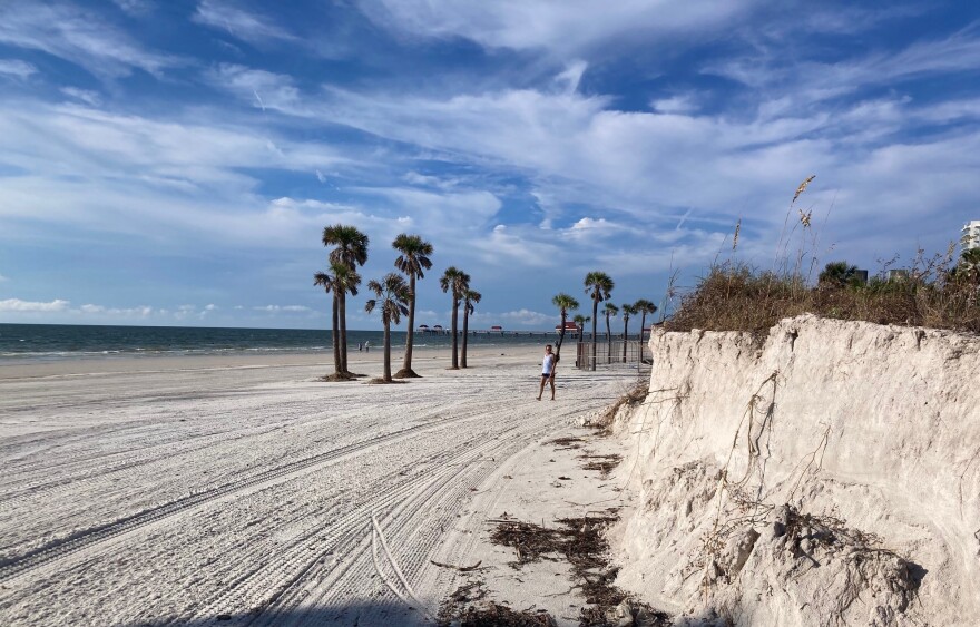 Sand piled along the edge of Clearwater Beach