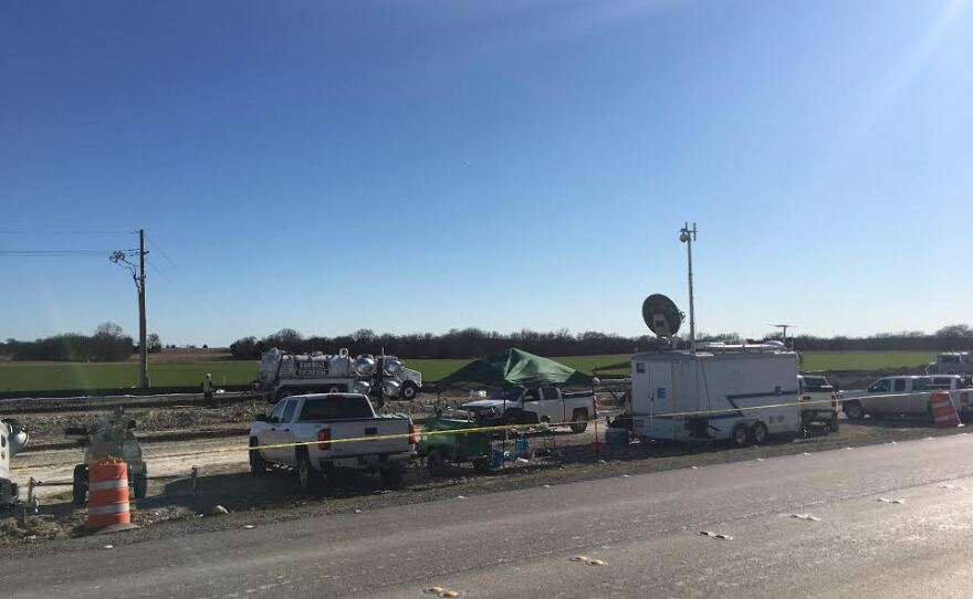 The site of Monday's oil pipeline spill in Collin County. 