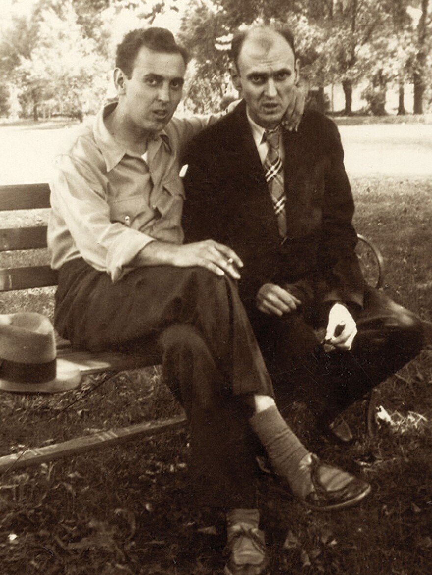 Clay Deeds (left) visits his brother, James Edward Deeds Jr., at State Hospital No. 3. Clay is the brother Deeds threatened with an ax before his father sent him away.